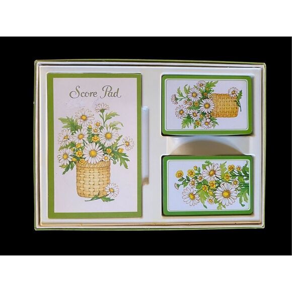 Vintage Hallmark Daisy Bridge Card Game Set - Picture 1 of 6